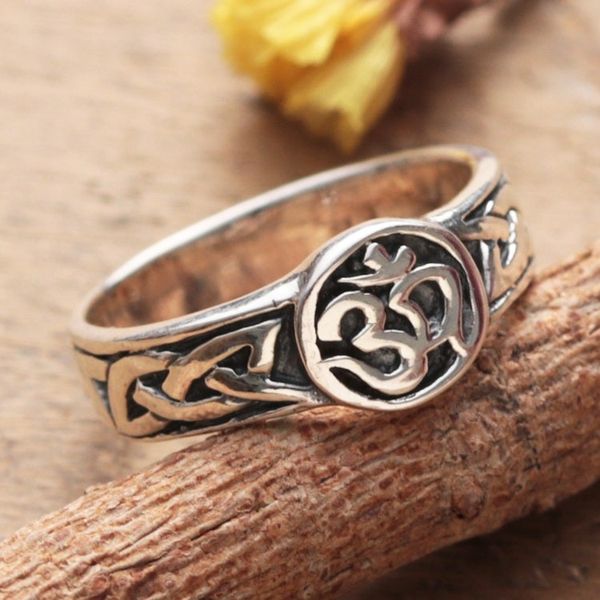 Alternate image for Mantra Syllable Om Symbol-Themed Sterling Silver Signet Ring OM Serenity