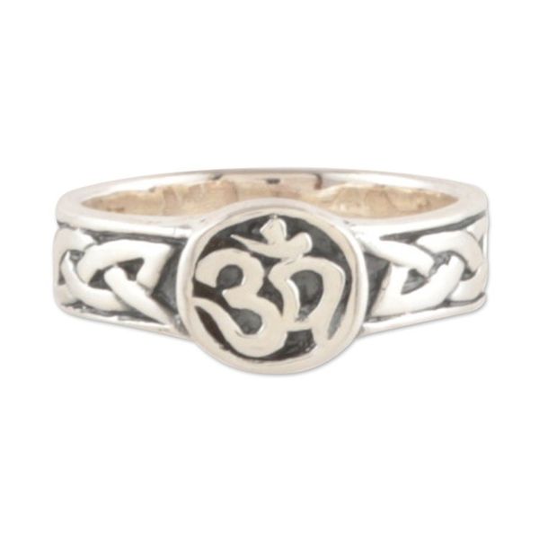 Alternate image for Mantra Syllable Om Symbol-Themed Sterling Silver Signet Ring OM Serenity