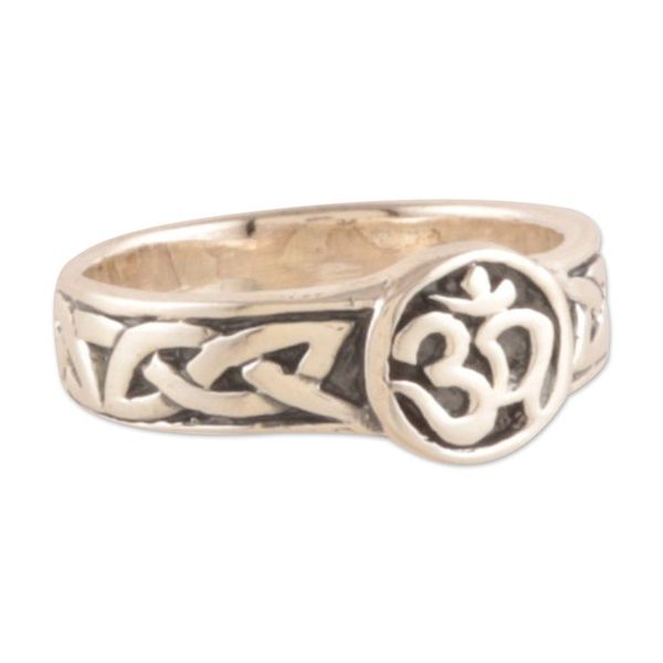 Alternate image for Mantra Syllable Om Symbol-Themed Sterling Silver Signet Ring OM Serenity