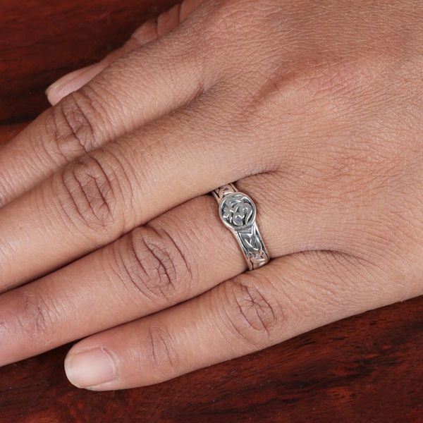 Alternate image for Mantra Syllable Om Symbol-Themed Sterling Silver Signet Ring OM Serenity