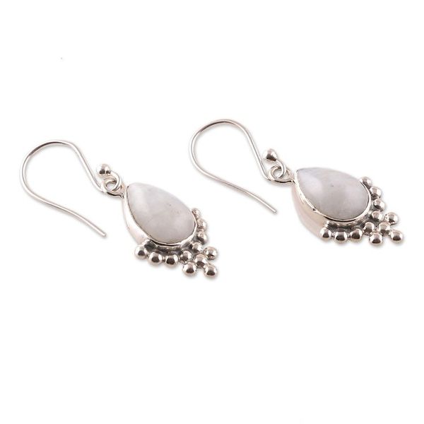 Alternate image for Sterling Silver and Rainbow Moonstone Dangle Earrings Misty Dream