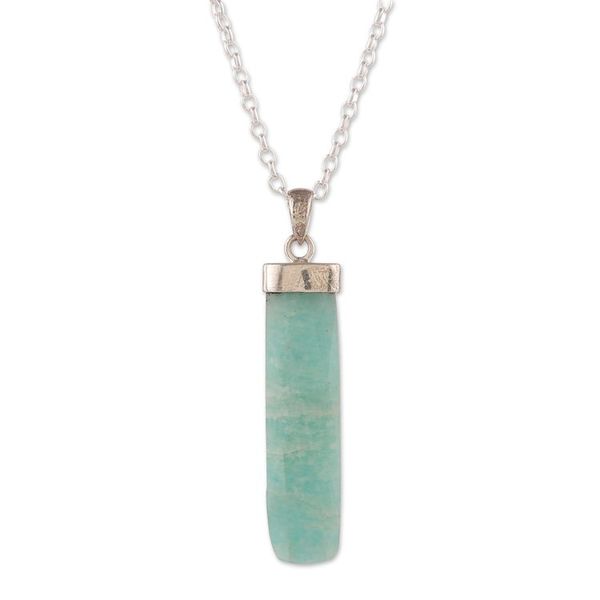 Alternate image for High-Polished Minimalist Natural Amazonite Pendant Necklace Fragment of Truth