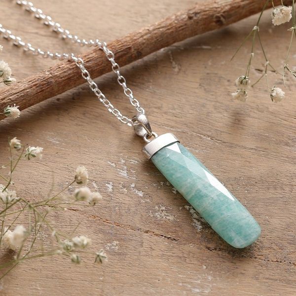 Alternate image for High-Polished Minimalist Natural Amazonite Pendant Necklace Fragment of Truth