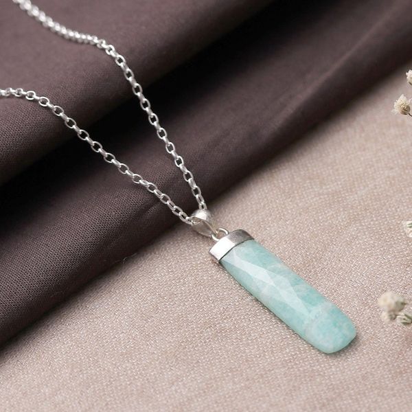 Alternate image for High-Polished Minimalist Natural Amazonite Pendant Necklace Fragment of Truth