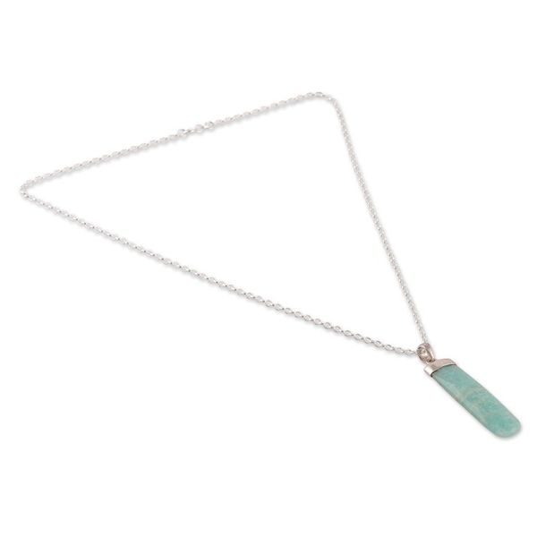 Alternate image for High-Polished Minimalist Natural Amazonite Pendant Necklace Fragment of Truth
