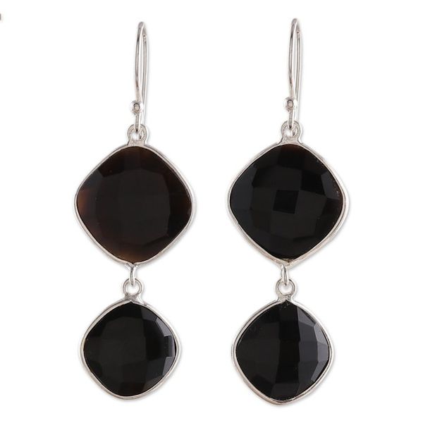 Alternate image for Polished 53-Carat Faceted Onyx Dangle Earrings from India Magical Kites