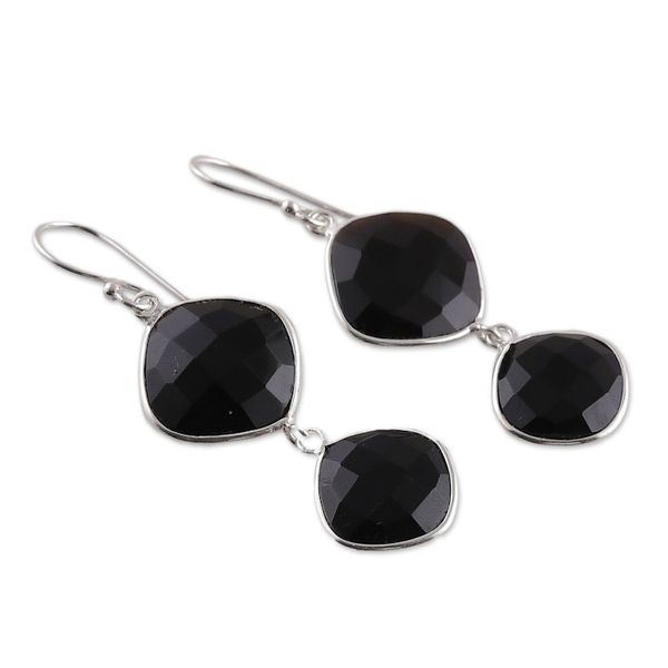 Alternate image for Polished 53-Carat Faceted Onyx Dangle Earrings from India Magical Kites