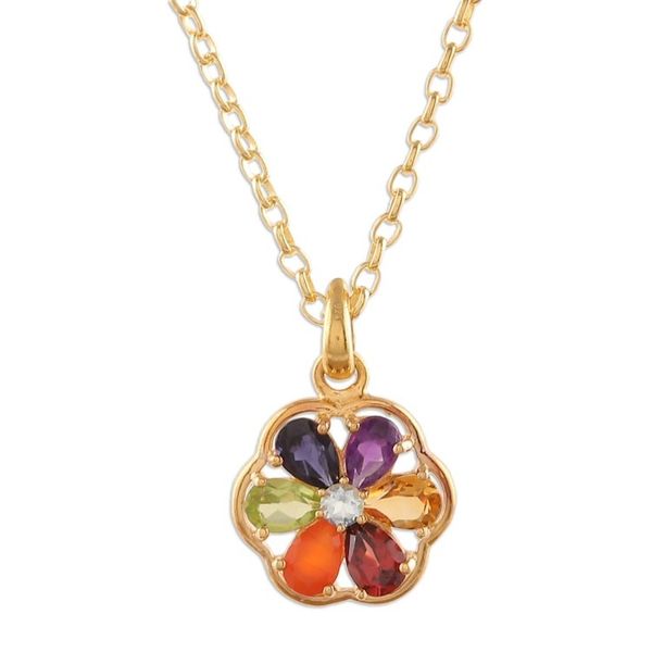 Alternate image for 22k Gold-Plated Floral Multi-Gemstone Chakra Necklace Golden Energy Bloom