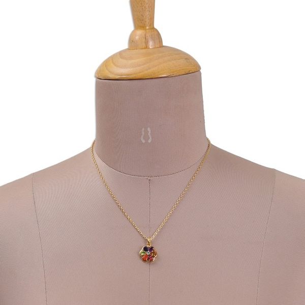 Alternate image for 22k Gold-Plated Floral Multi-Gemstone Chakra Necklace Golden Energy Bloom