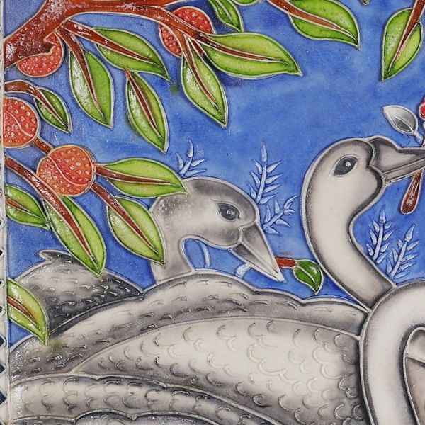Alternate image for Classic Painted Marble Dust Relief Wall Art of Swan Lagoon Delightful Ducks