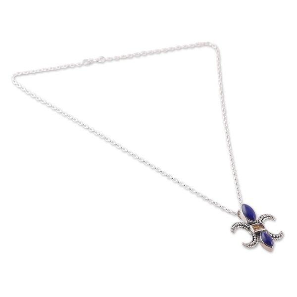 Alternate image for Classic Lapis Lazuli and Citrine Pendant Necklace from India Regal Lineage