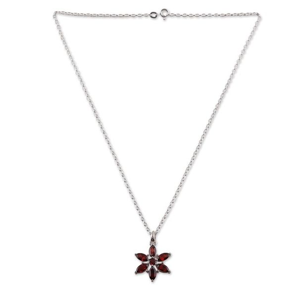 Alternate image for Floral Faceted Three-Carat Garnet Pendant Necklace Floral Devotion