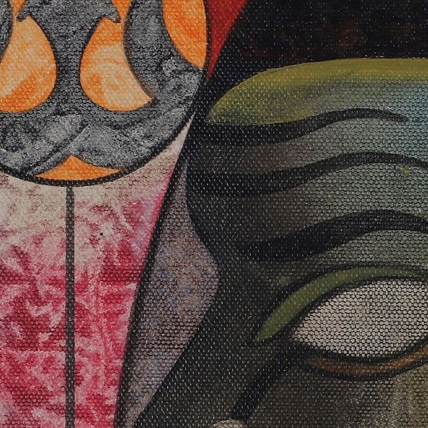 Alternate image for Signed Expressionist Traditional Acrylic Virbhadra Painting Virbhadra