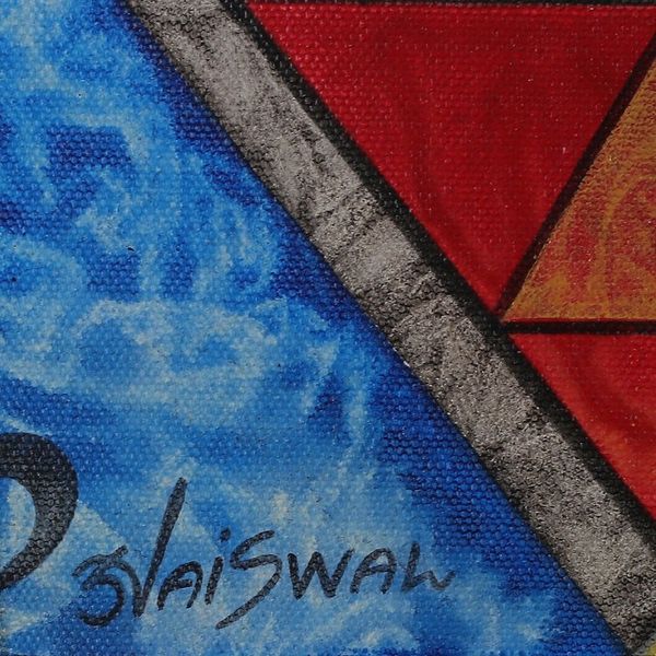 Alternate image for Signed Expressionist Traditional Acrylic Virbhadra Painting Virbhadra