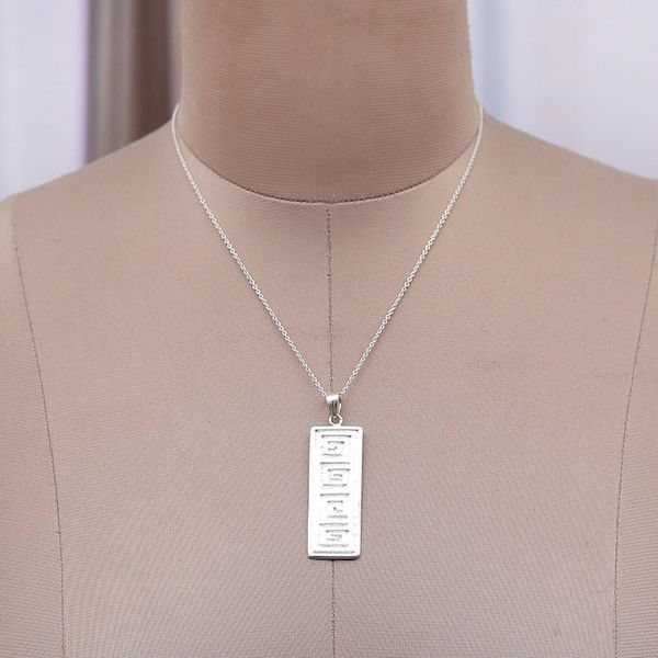 Alternate image for Classic Greca-Patterned Silver-Plated Brass Pendant Necklace Timeless Journey