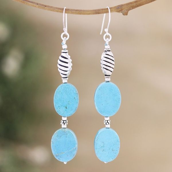 Alternate image for Sterling Silver Dangle Earrings with Calcite Cabochons Healing Dreams