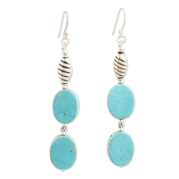 Alternate image for Sterling Silver Dangle Earrings with Calcite Cabochons Healing Dreams