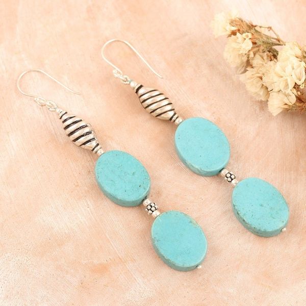 Alternate image for Sterling Silver Dangle Earrings with Calcite Cabochons Healing Dreams