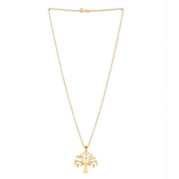 Alternate image for 22k Gold-Plated Tree Pendant Necklace Crafted in India Golden Kalpvriksh Tree