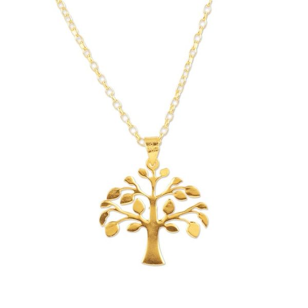Alternate image for 22k Gold-Plated Tree Pendant Necklace Crafted in India Golden Kalpvriksh Tree
