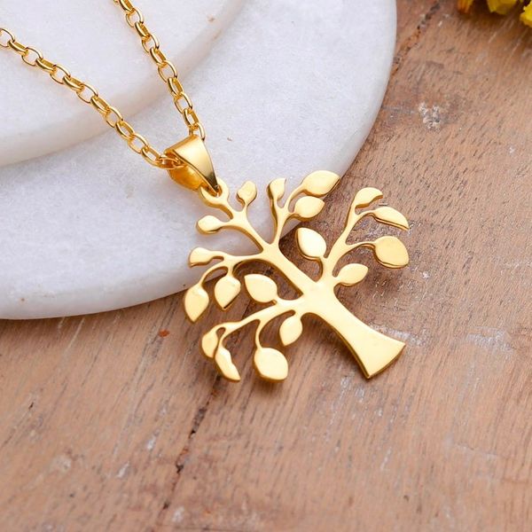 Alternate image for 22k Gold-Plated Tree Pendant Necklace Crafted in India Golden Kalpvriksh Tree