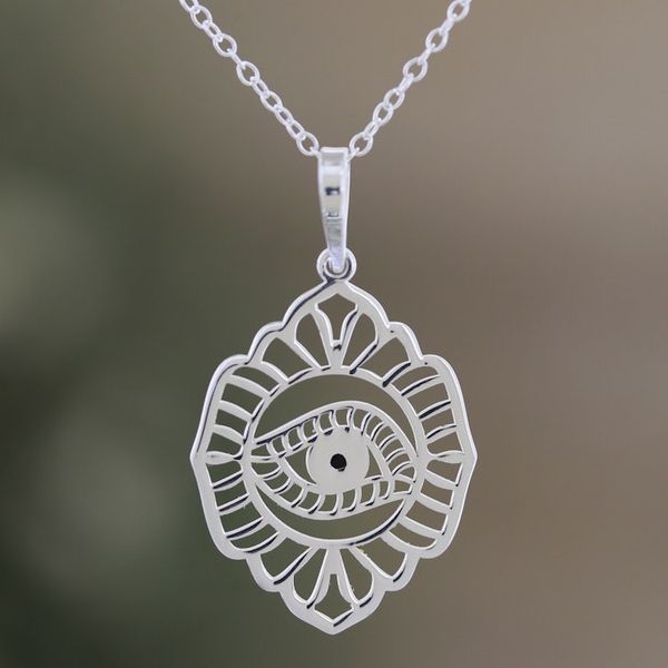 Alternate image for Polished Sterling Silver Mystic Pendant Necklace from India Divine Glance