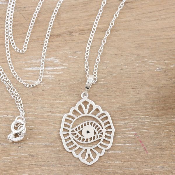 Alternate image for Polished Sterling Silver Mystic Pendant Necklace from India Divine Glance