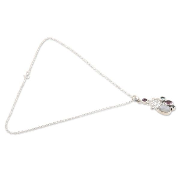 Alternate image for Sterling Silver Pendant Necklace with Multiple Gemstones Blue Realm