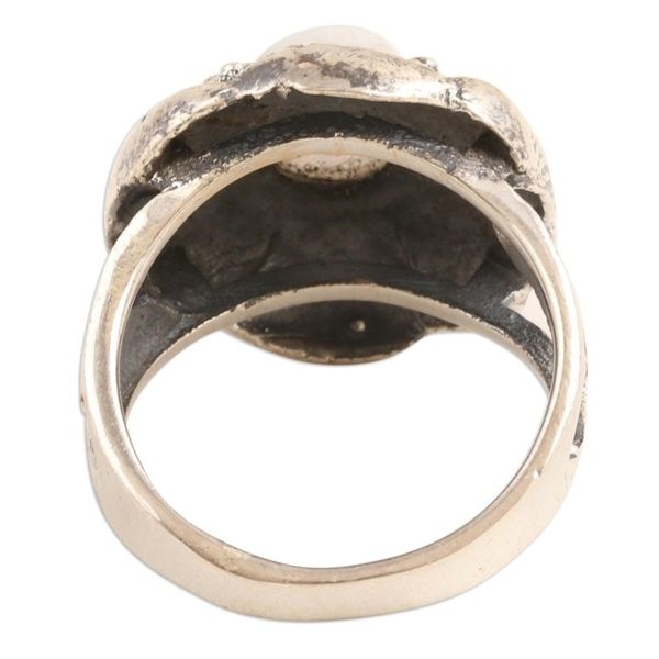 Alternate image for Floral Sterling Silver Cocktail Ring with Rainbow Moonstone Harmonious Queen