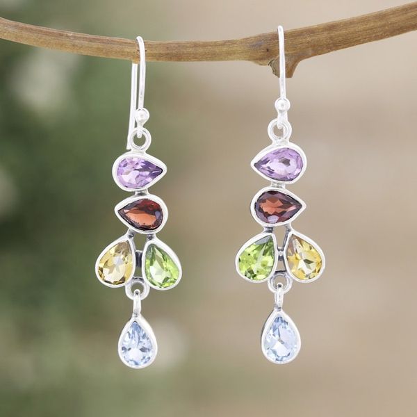 Alternate image for Sterling Silver Dangle Earrings with Seven-Carat Gemstones Paradise Pears