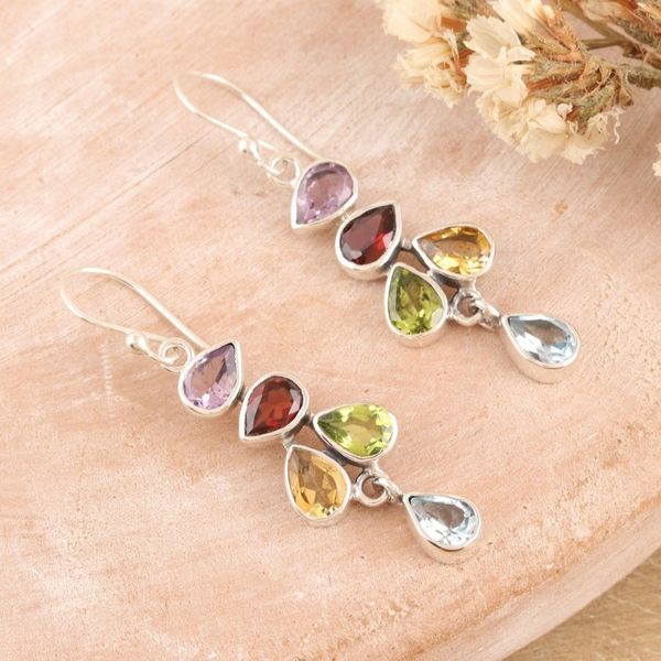 Alternate image for Sterling Silver Dangle Earrings with Seven-Carat Gemstones Paradise Pears