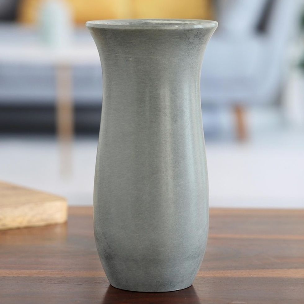 Grey Decanter Handcrafted from Natural Soapstone in India 'Grey Fantasy'