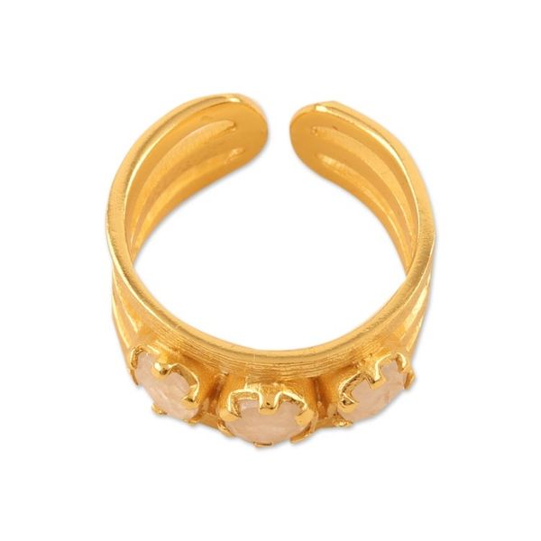 Alternate image for 18k Gold-Plated One-Carat Rainbow Moonstone Wrap Ring Misty Magic