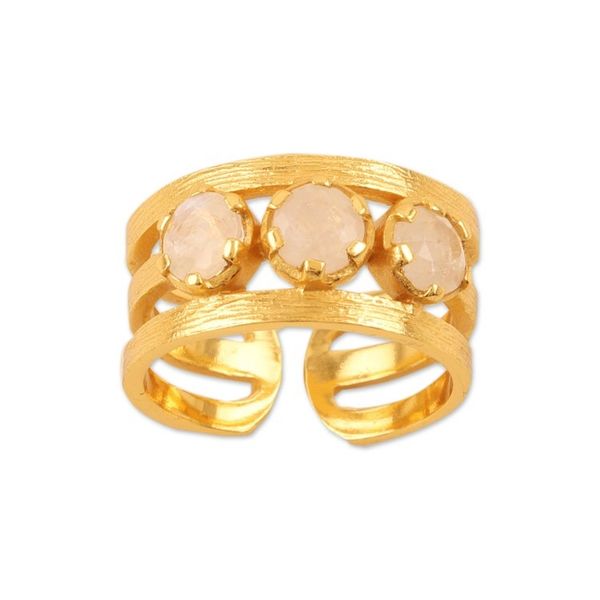 Alternate image for 18k Gold-Plated One-Carat Rainbow Moonstone Wrap Ring Misty Magic