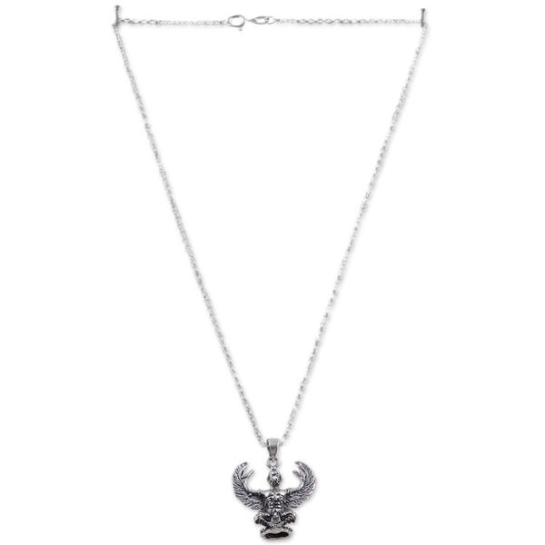 Alternate image for Mens Sterling Silver Hindu God Garuda Pendant Necklace Mighty Garuda