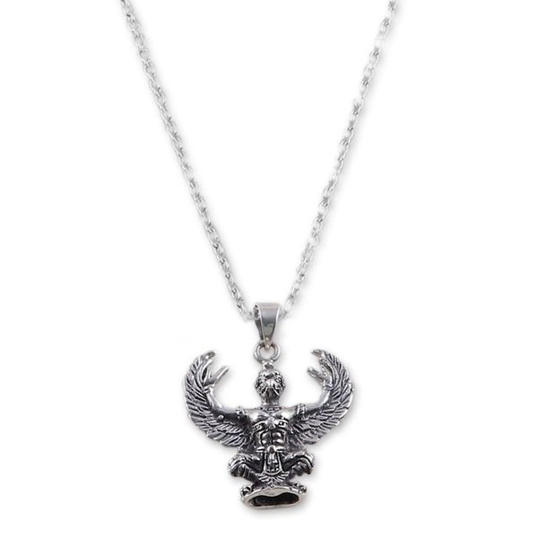 Alternate image for Mens Sterling Silver Hindu God Garuda Pendant Necklace Mighty Garuda