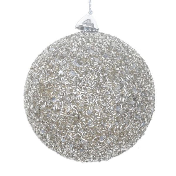 Alternate image for Set of Three Sparkling Beaded Ornaments in a Silver Hue Silver Magic