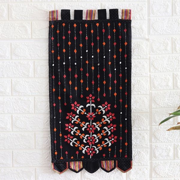 Alternate image for Handmade Embroidered Cotton Floral Wall Hanging from India Crimson Spring