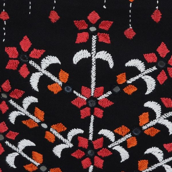 Alternate image for Handmade Embroidered Cotton Floral Wall Hanging from India Crimson Spring