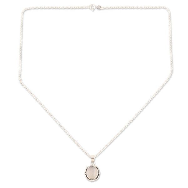 Alternate image for Sterling Silver Pendant Necklace with Rainbow Moonstone Harmony Core