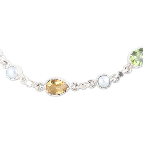 Alternate image for Sterling Silver Multi-Gemstone Link Bracelet from India Precious Symphony