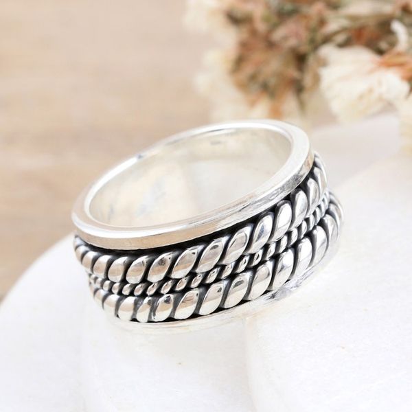 Alternate image for Sterling Silver Band Ring with Polished Braided Design Braided Fate