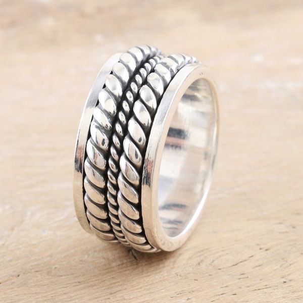 Alternate image for Sterling Silver Band Ring with Polished Braided Design Braided Fate