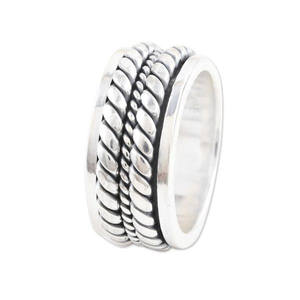 Alternate image for Sterling Silver Band Ring with Polished Braided Design Braided Fate