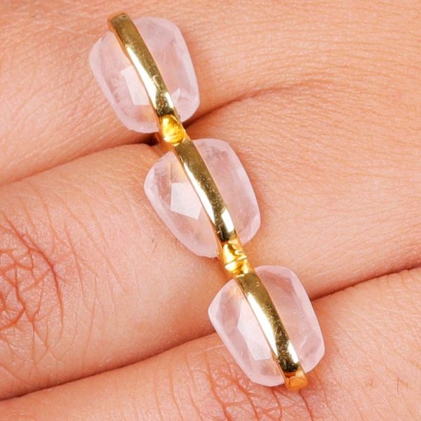 Alternate image for 18k Gold-Plated Nine-Carat Rose Quartz Cocktail Ring Regal Pink