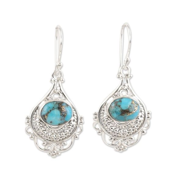 Alternate image for Traditional Dangle Earrings with Composite Turquoise Jewels Lagoon Joy