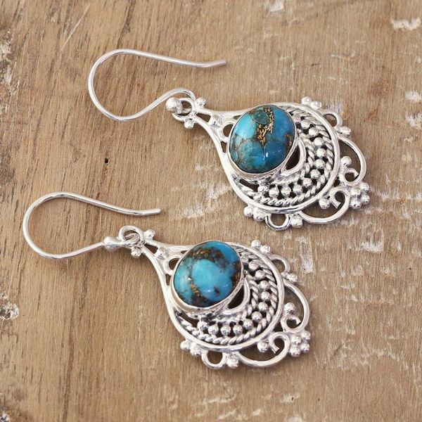 Alternate image for Traditional Dangle Earrings with Composite Turquoise Jewels Lagoon Joy