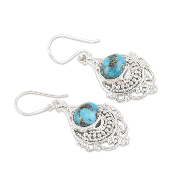 Alternate image for Traditional Dangle Earrings with Composite Turquoise Jewels Lagoon Joy