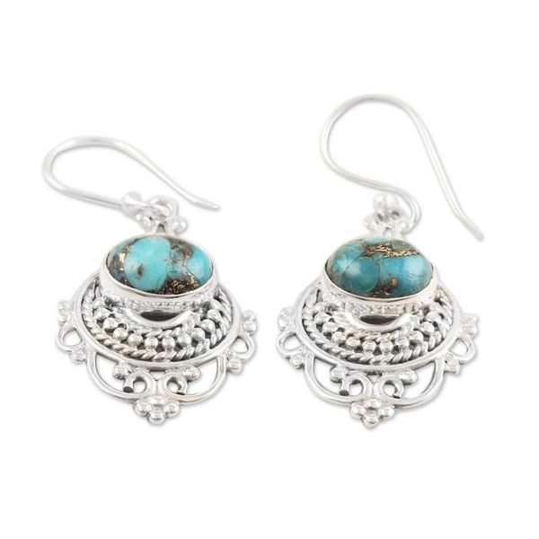 Alternate image for Traditional Dangle Earrings with Composite Turquoise Jewels Lagoon Joy