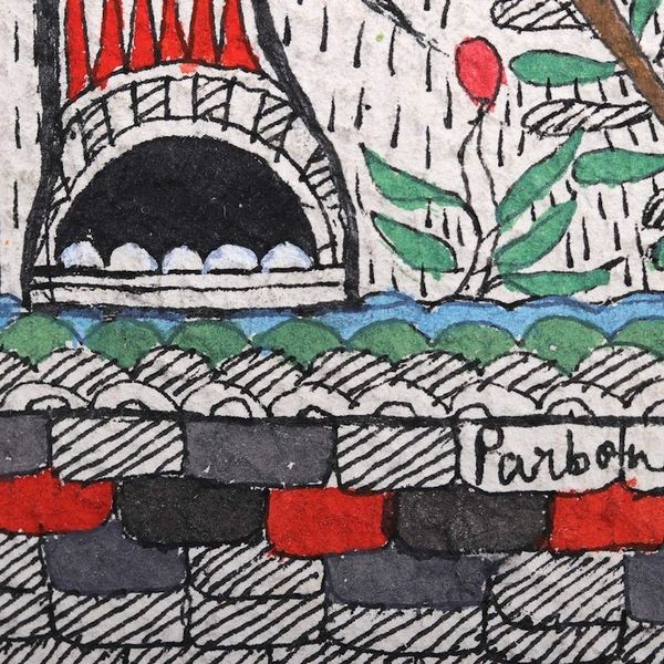 Alternate image for Poster color Watercolor Madhubani Art of Elephant and Tree Elephant Salute